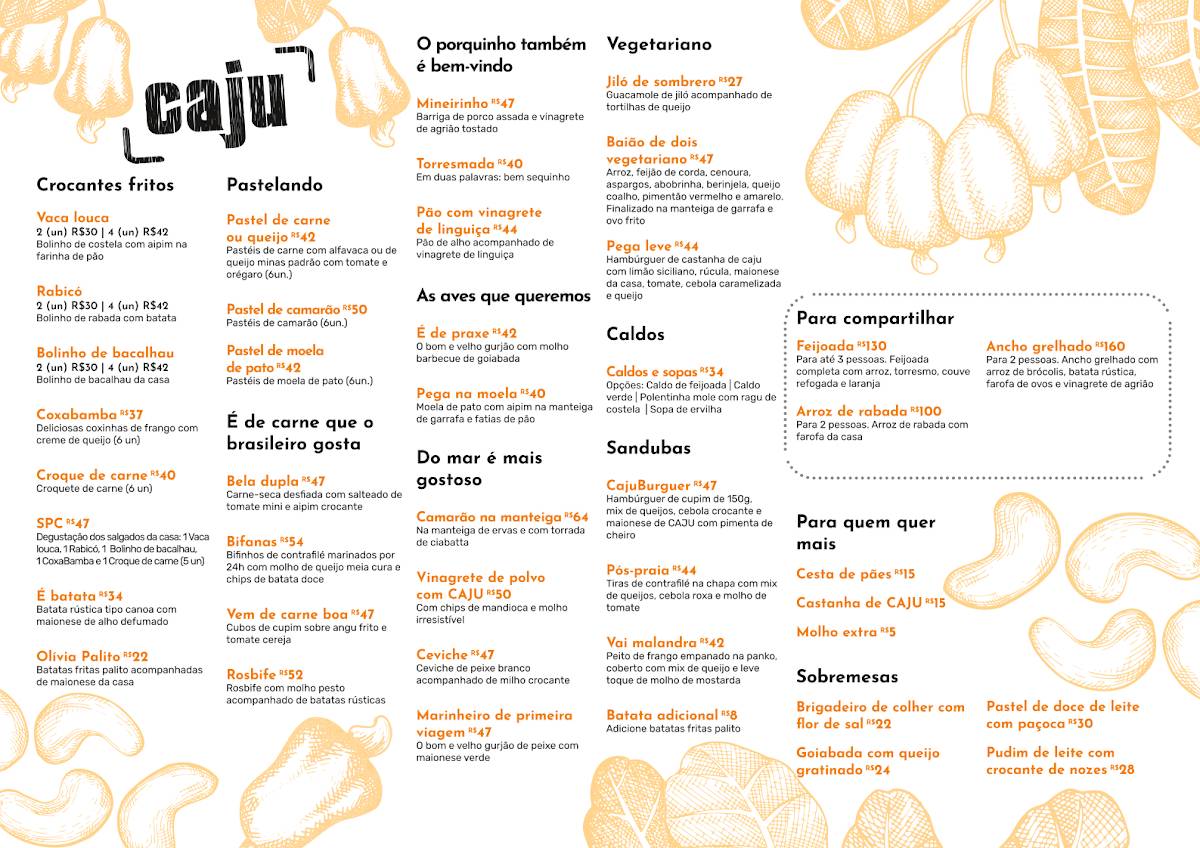 Caju Gastrobar Copacabana cardápio