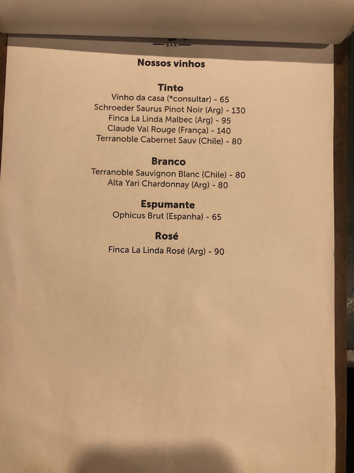 Cazota Bar cardápio