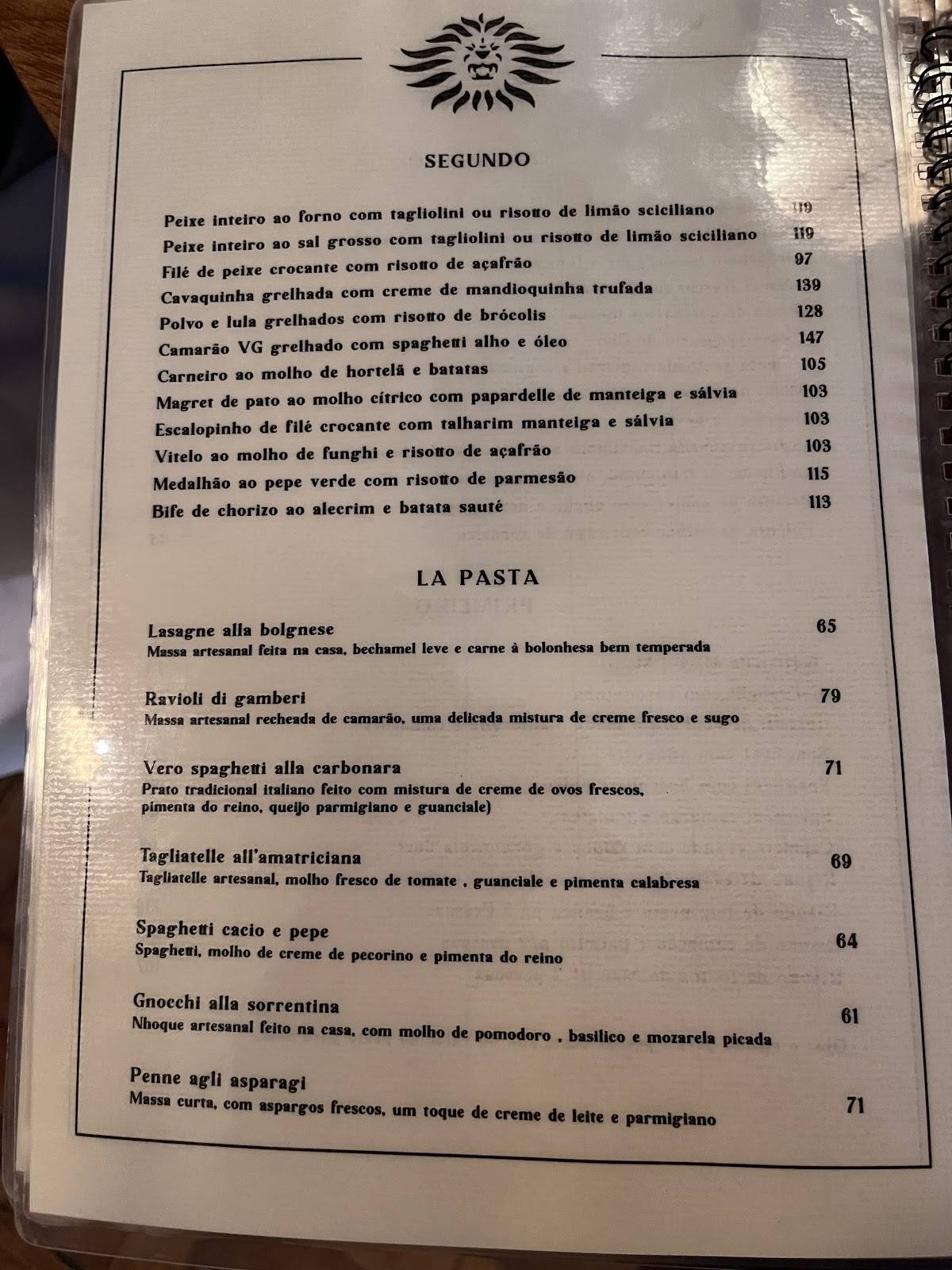 Il Leone Restaurante cardápio