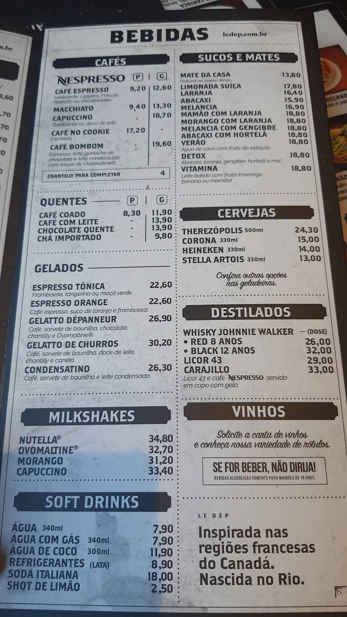 Le Dépanneur Delicatessen - Largo do Machado cardápio