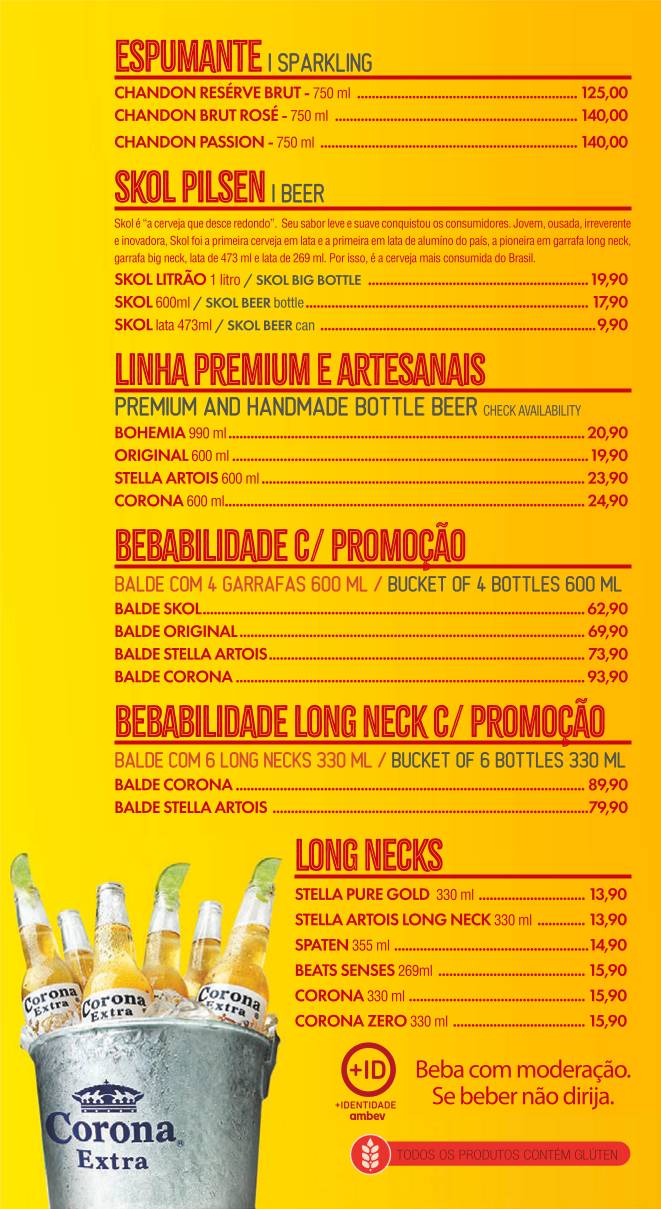 Praia Skol Copacabana cardápio