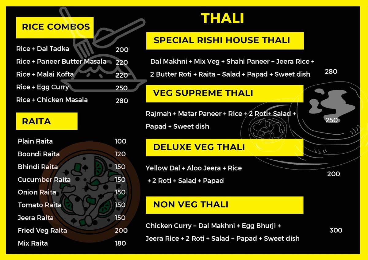 Rishi’s cafe menu