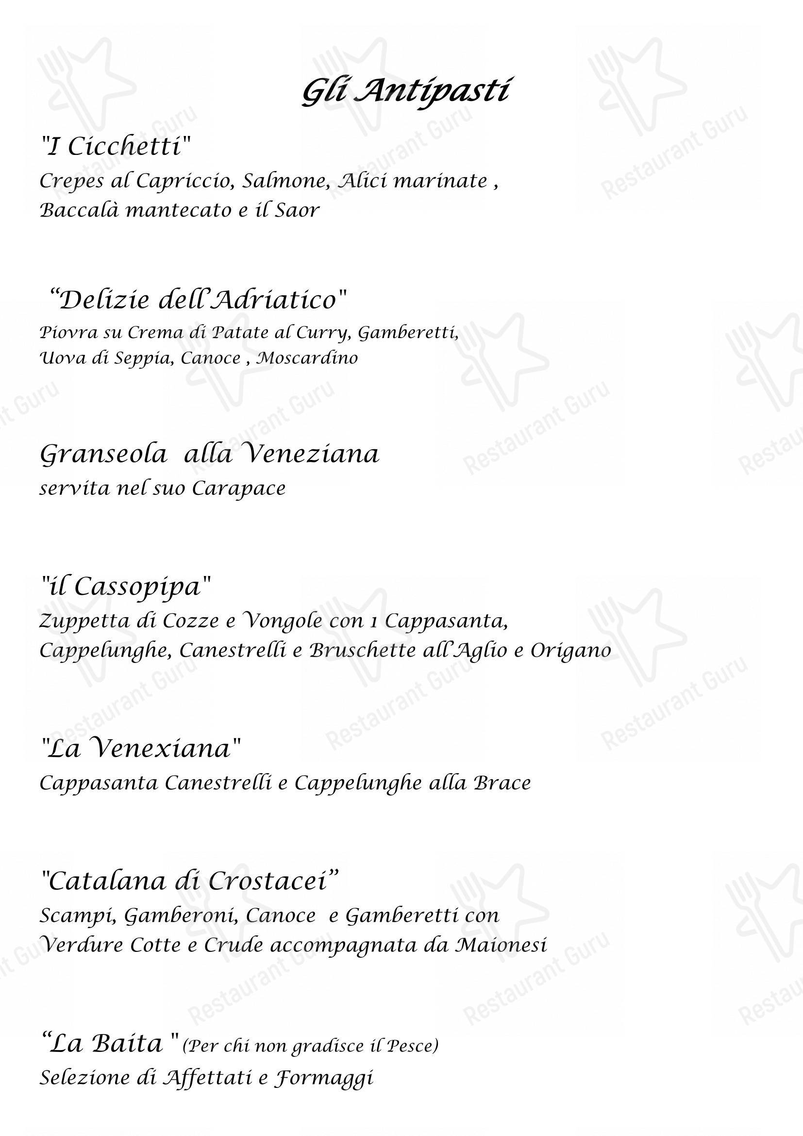 Menu per Ristorante AB Baretta ristorante