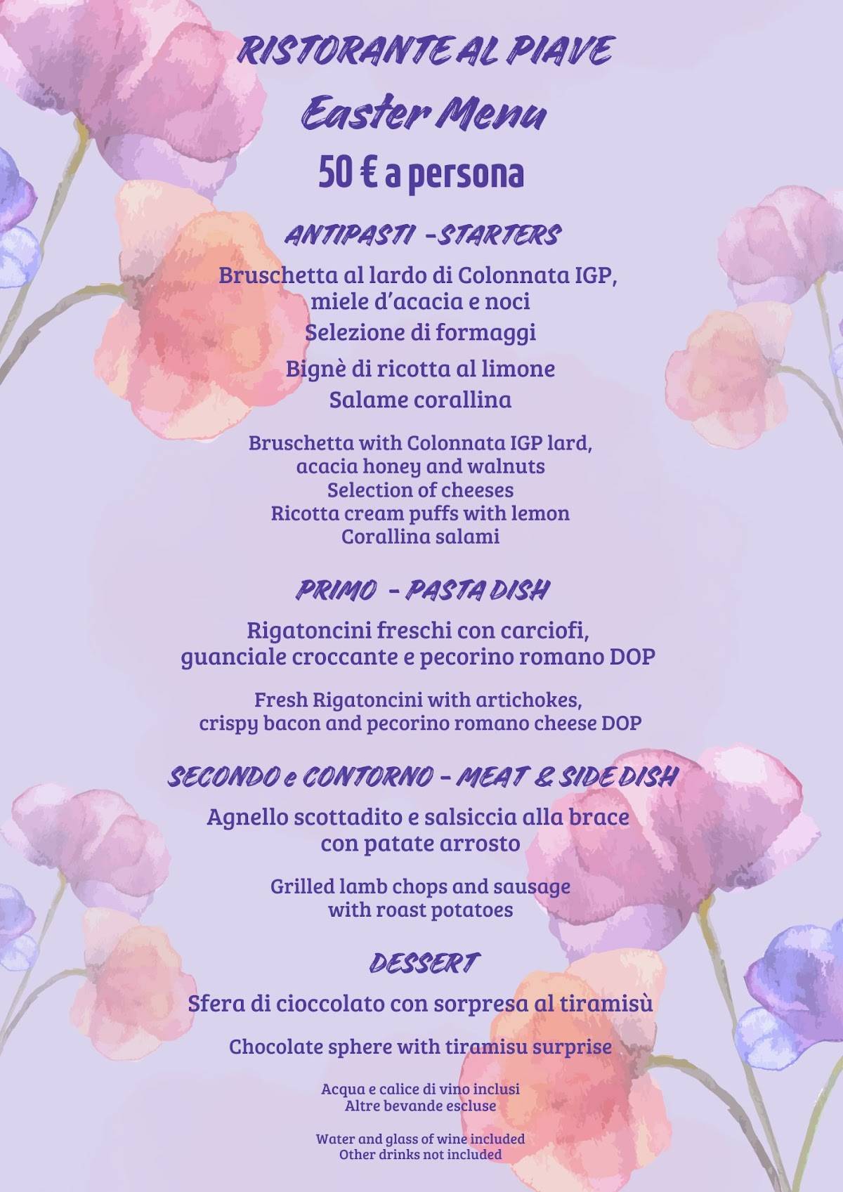 Menu di Ristorante Al Piave - Cucina Italiana 