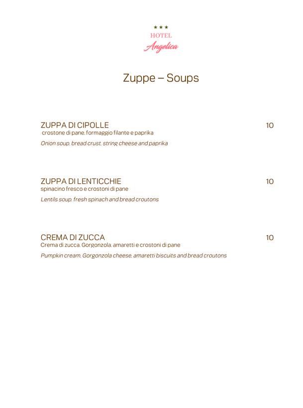 Menu di Ristorante Angelica 