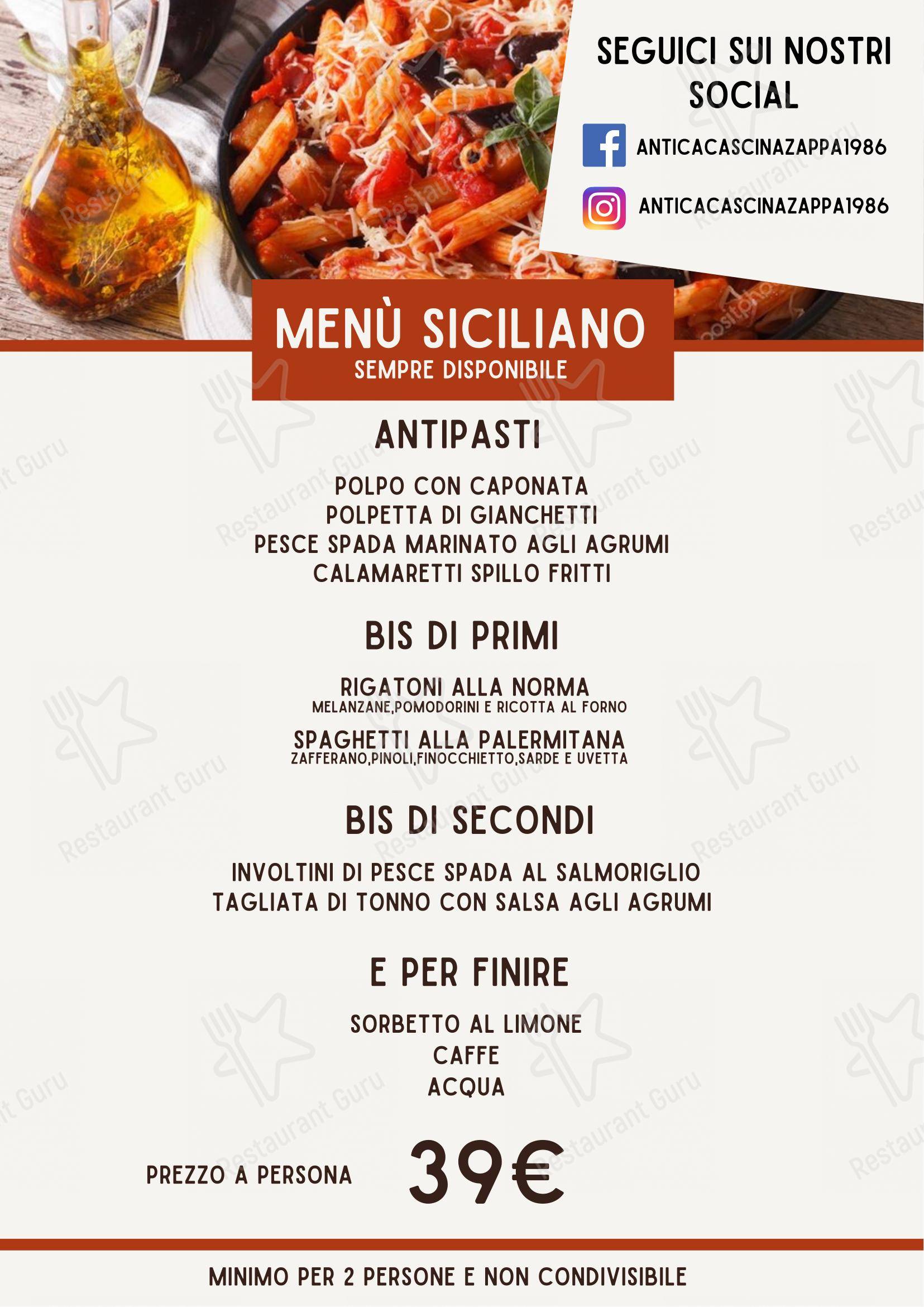 菜单 per Ristorante Antica Cascina Zappa ristorante