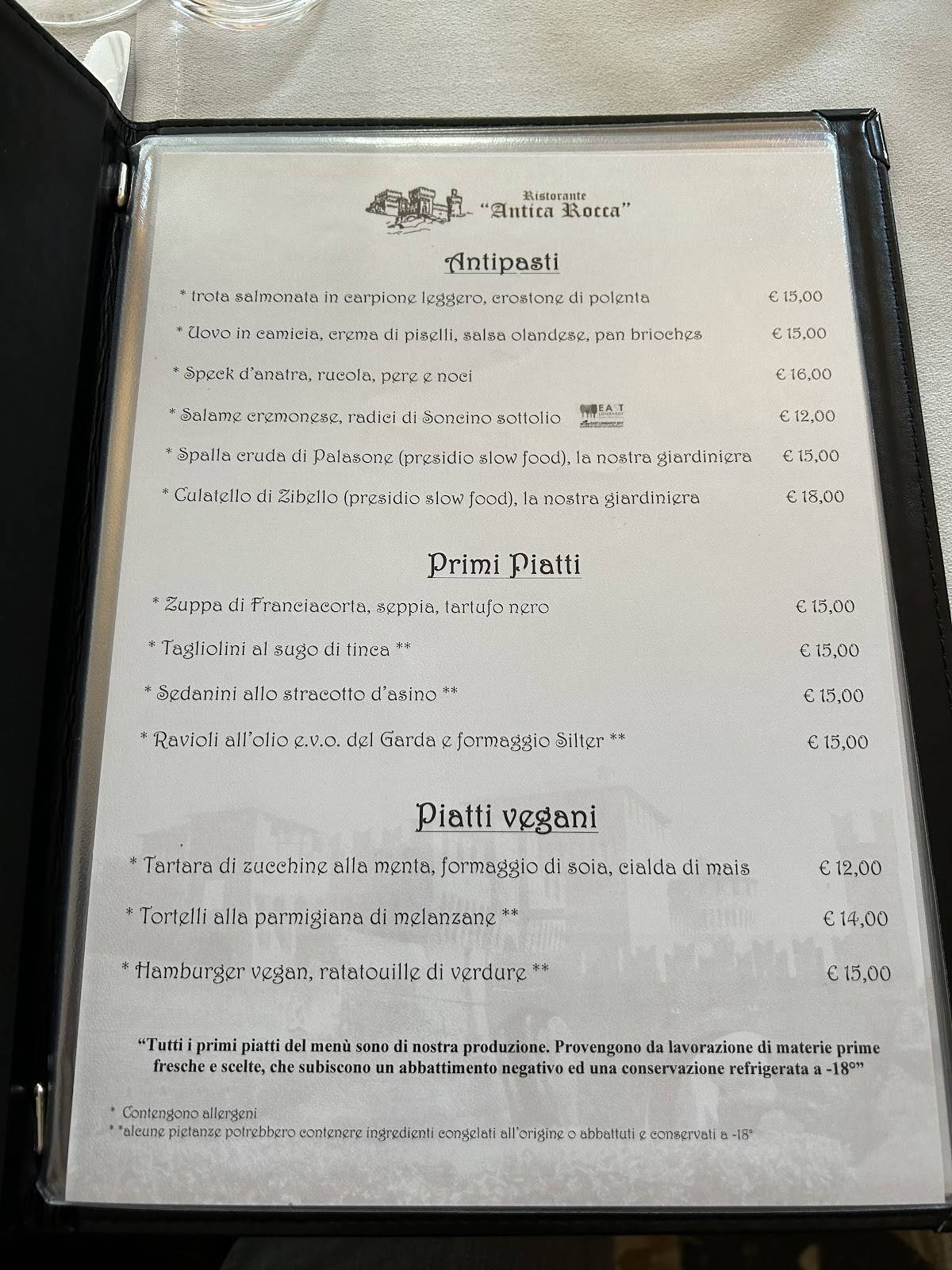 Menu di Ristorante Antica Rocca 