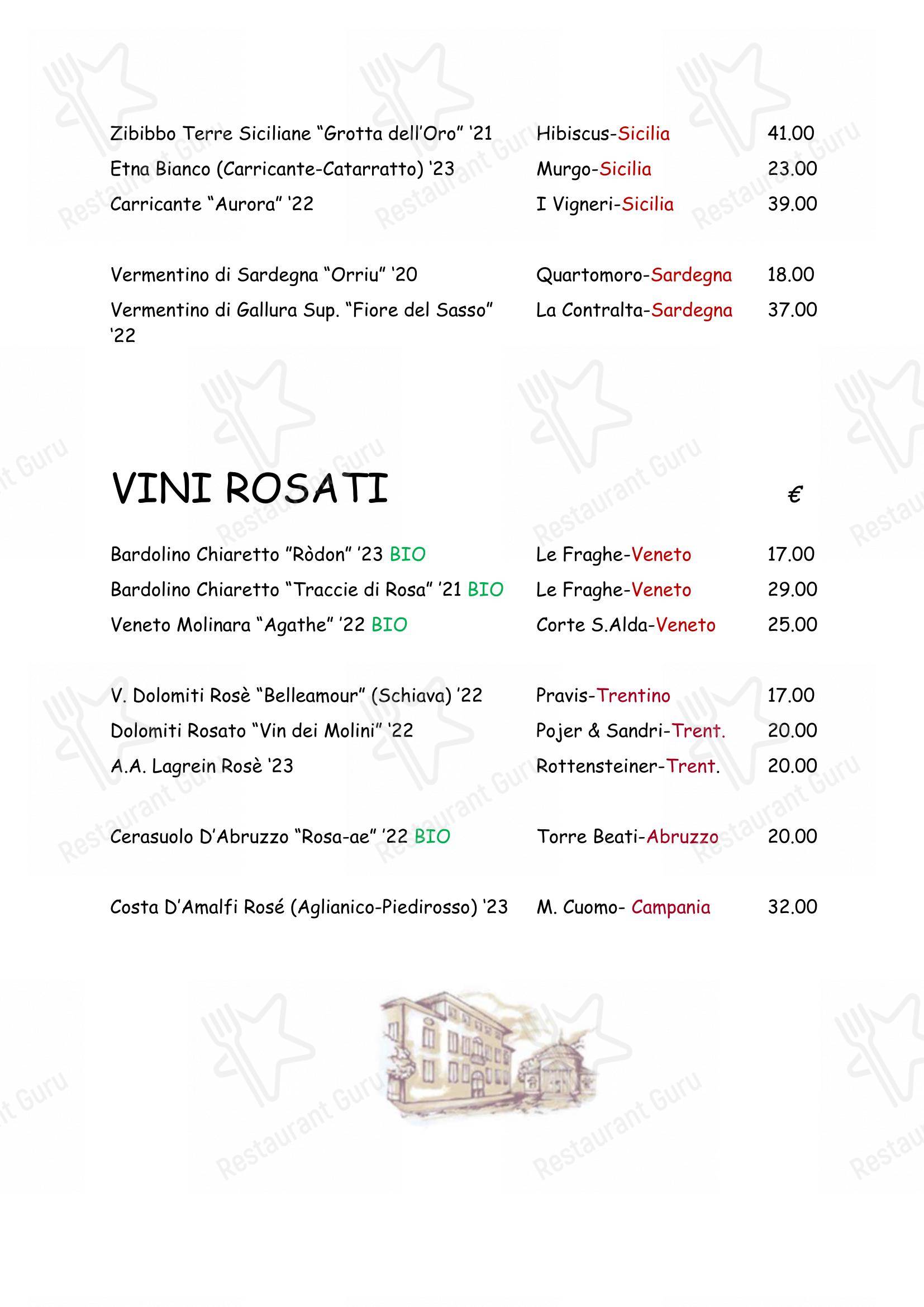 Ristorante Antica Trattoria al Bosco in Saonara - 菜单