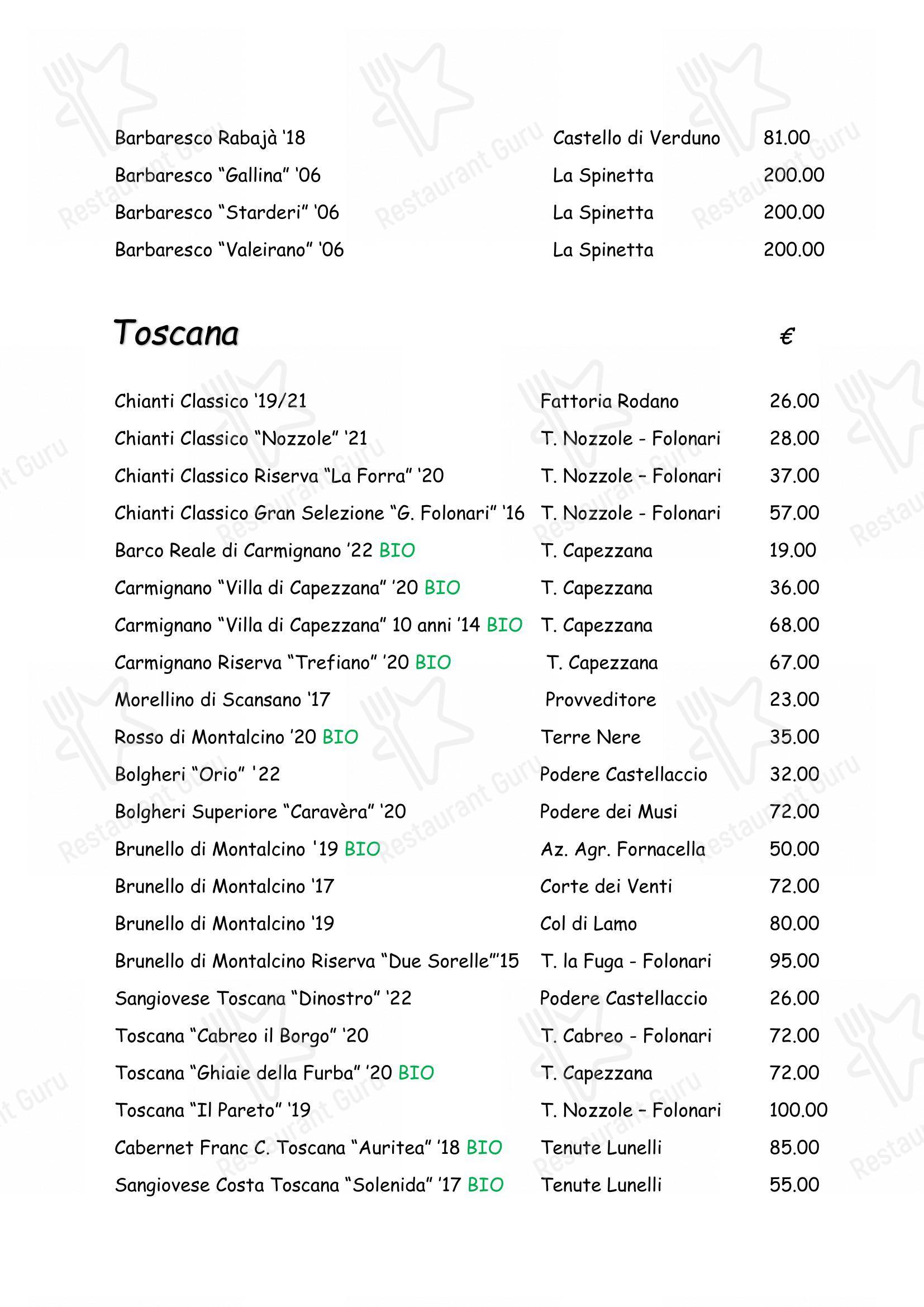菜单 per Ristorante Antica Trattoria al Bosco ristorante