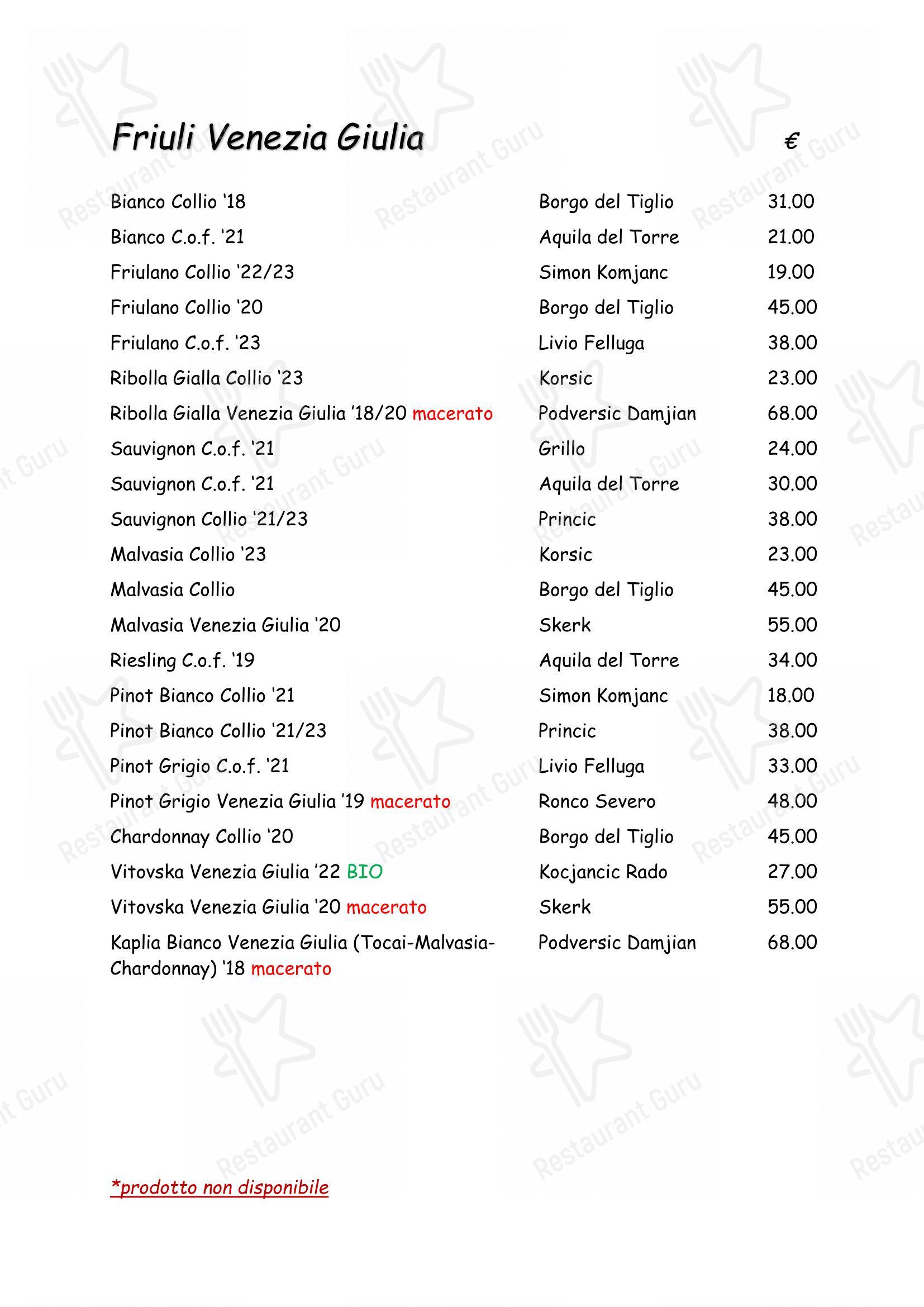 菜单 per Ristorante Antica Trattoria al Bosco ristorante