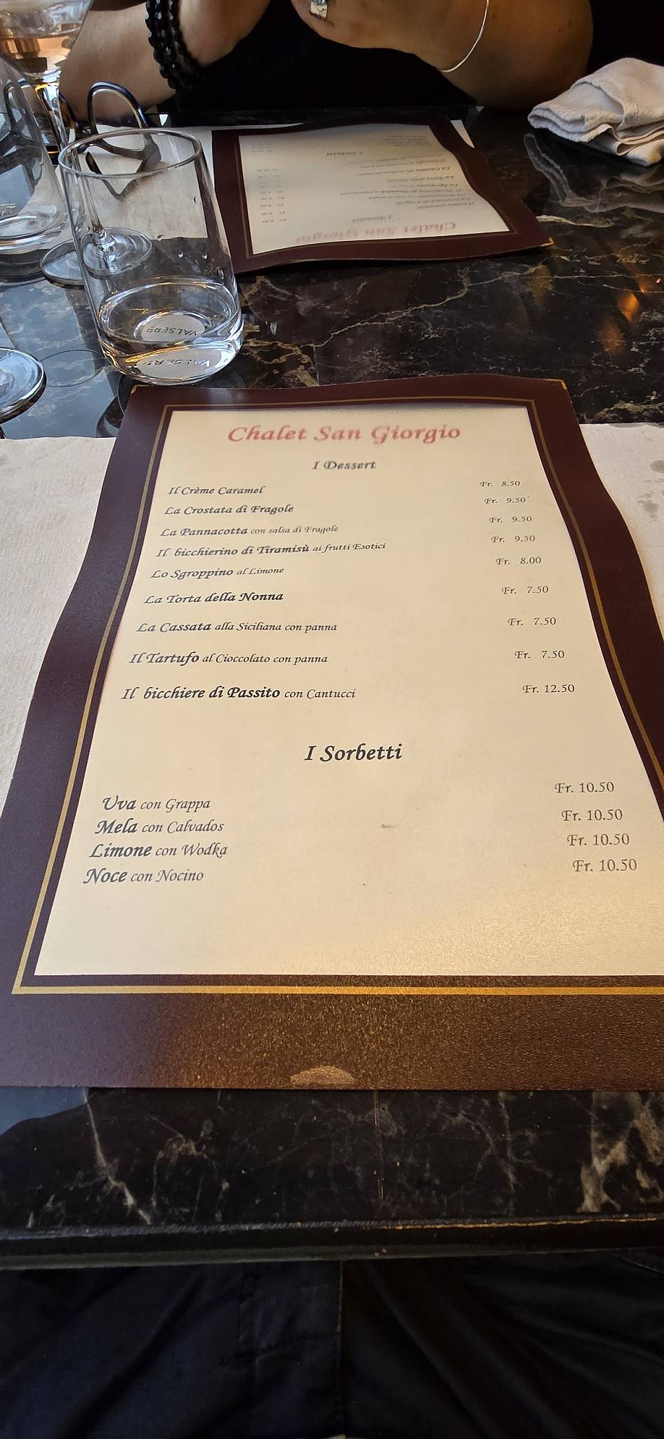Menu di Ristorante CHALET SAN GIORGIO 