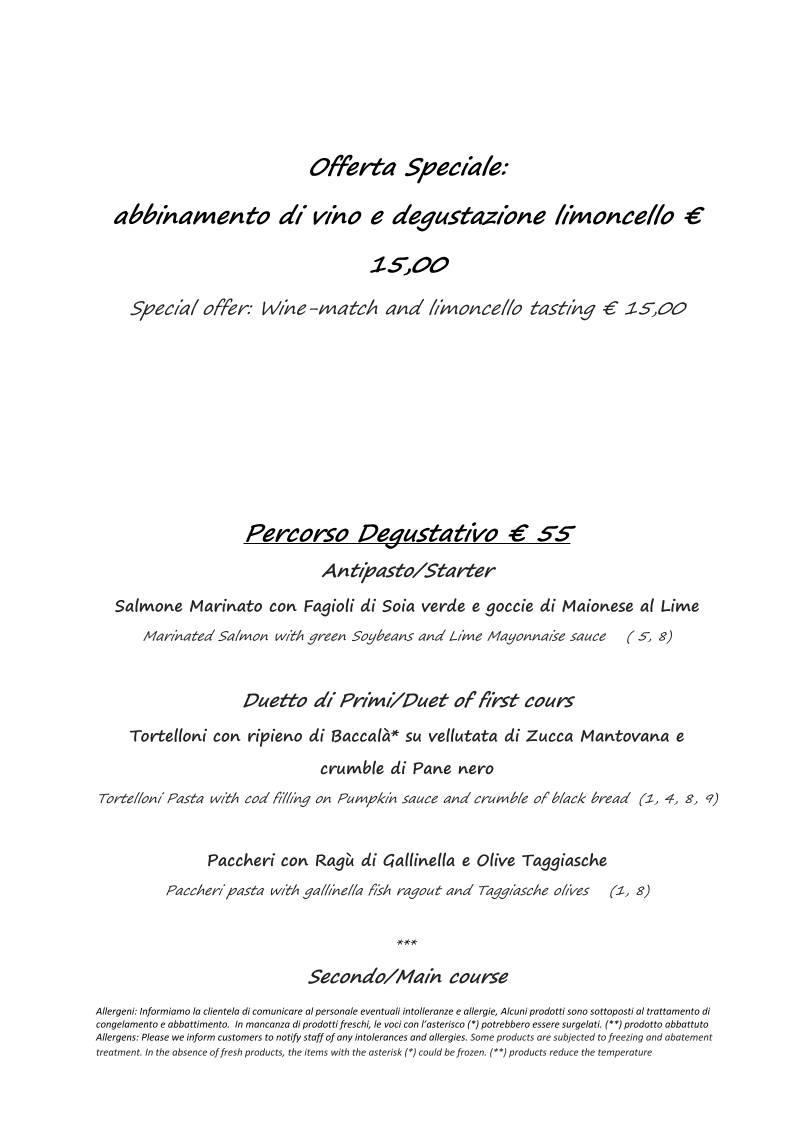 Menu di Ristorante Cotto - Dharma Group 