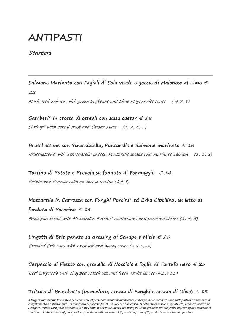 Menu di Ristorante Cotto - Dharma Group 