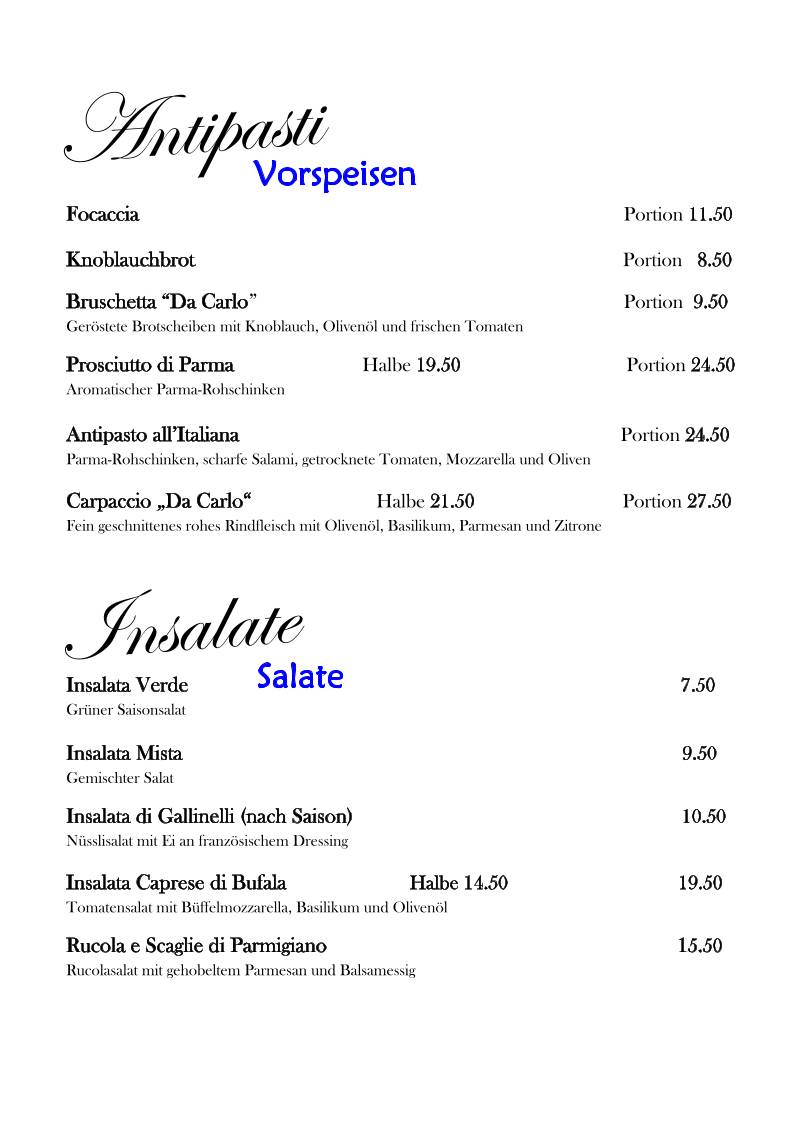 Menu di Ristorante Da Carlo 