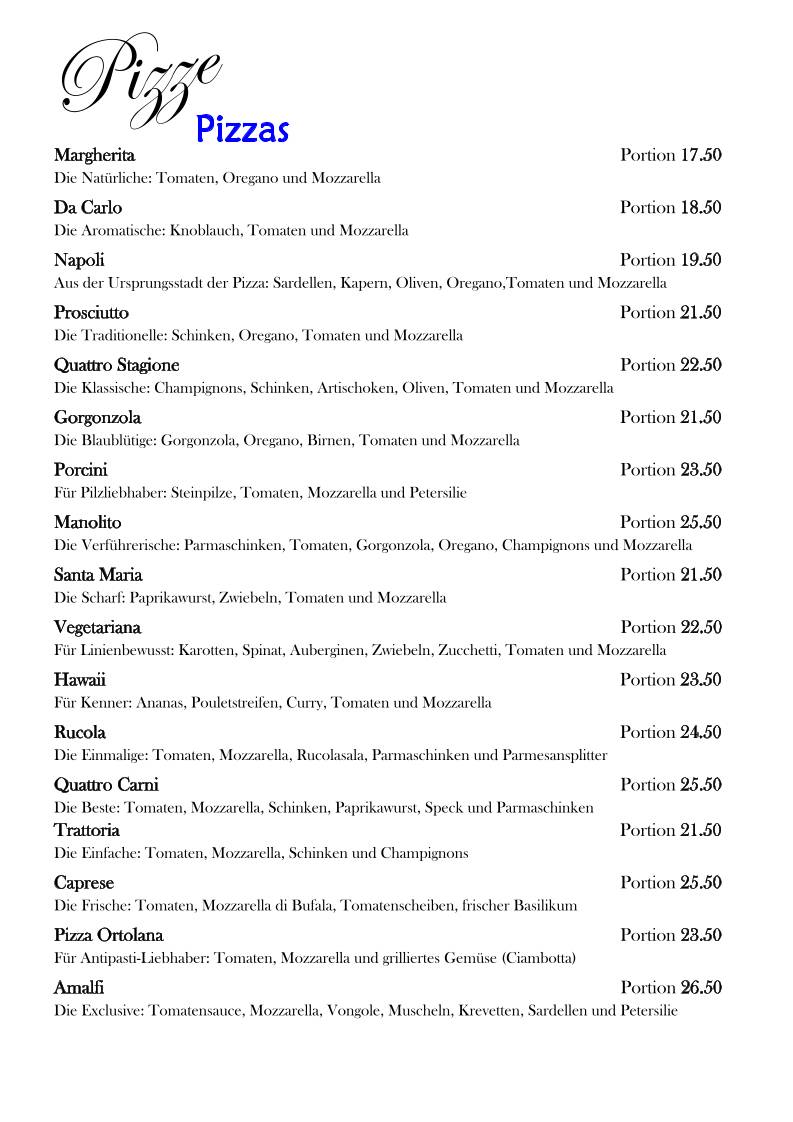 Menu di Ristorante Da Carlo 