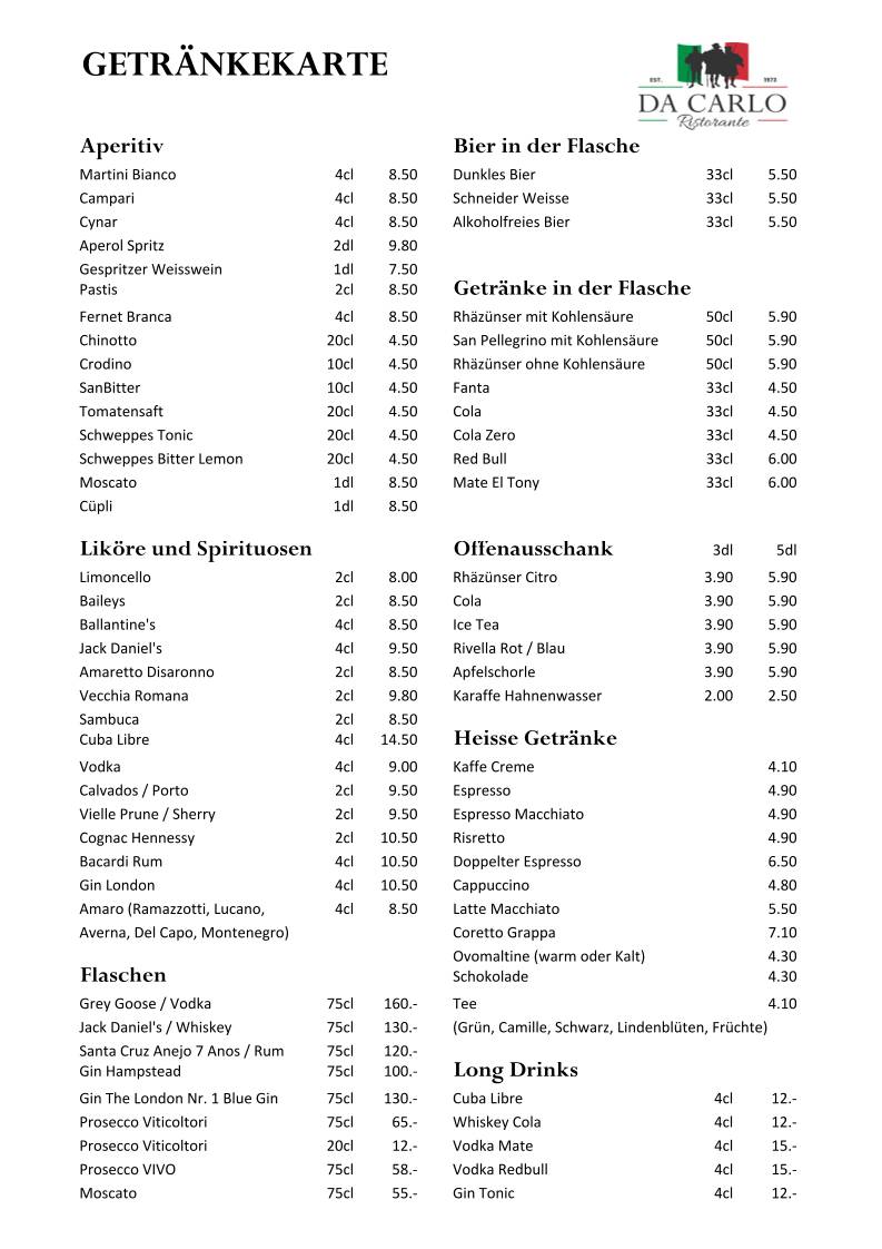 Menu di Ristorante Da Carlo 