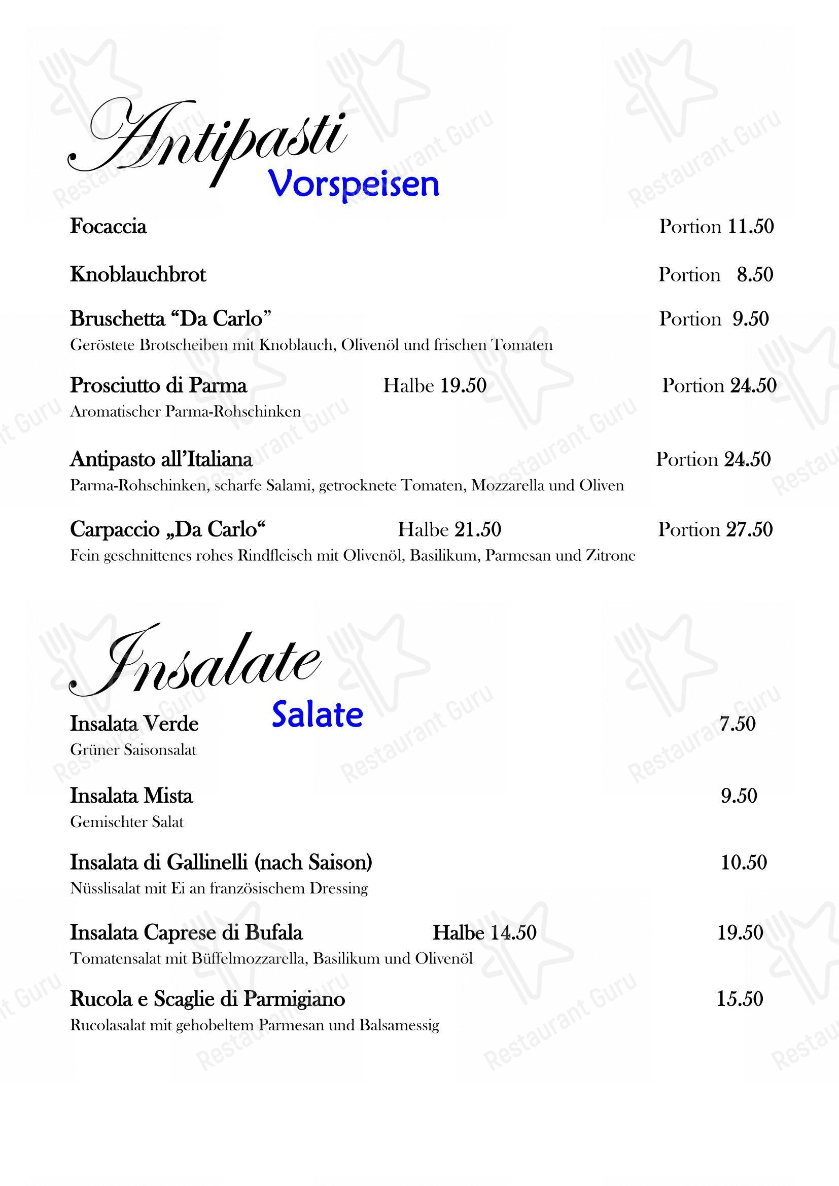 Menu bar per Ristorante Da Carlo ristorante