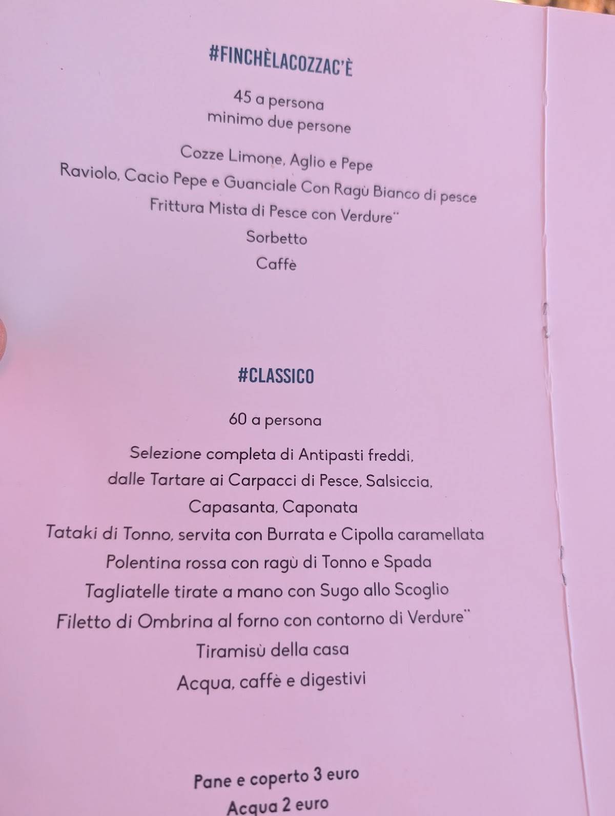 Menu di Ristorante Della Rosa 