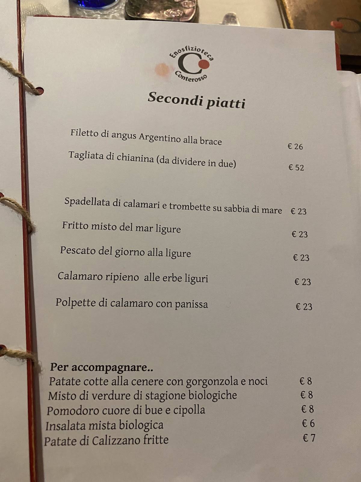 Menu di Ristorante Enosfizioteca Conterosso 