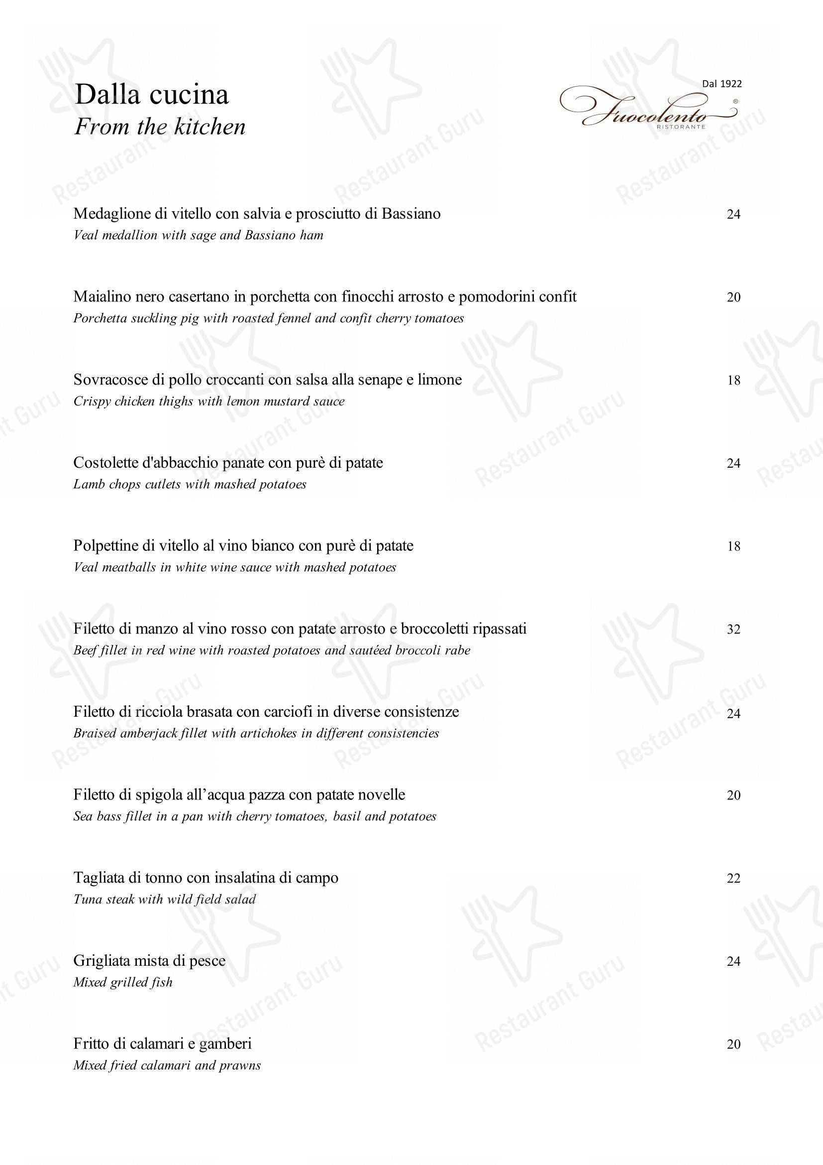 Menu per Fuocolento in Roma
