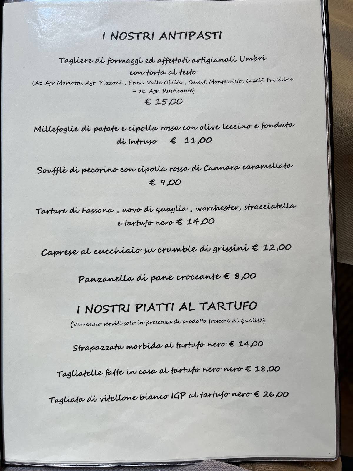 Menu di Ristorante IL CANTINONE Perugia Centro 