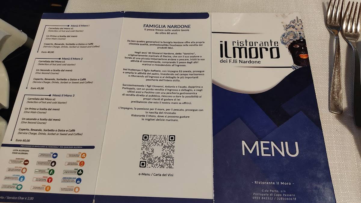 Menu di Ristorante Il Moro Portopalo 