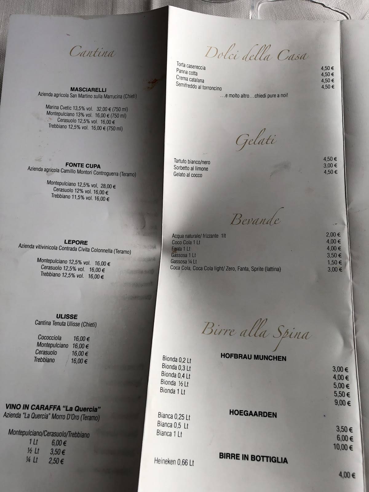 Menu di Ristorante Il Ritrovo 