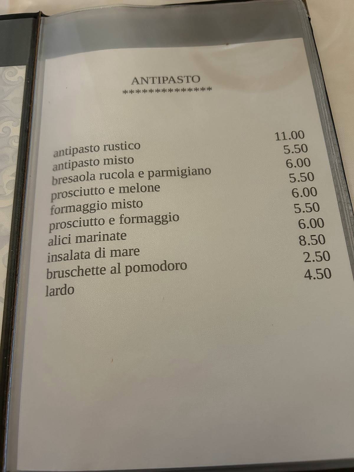 Menu di Ristorante Il Rustico 