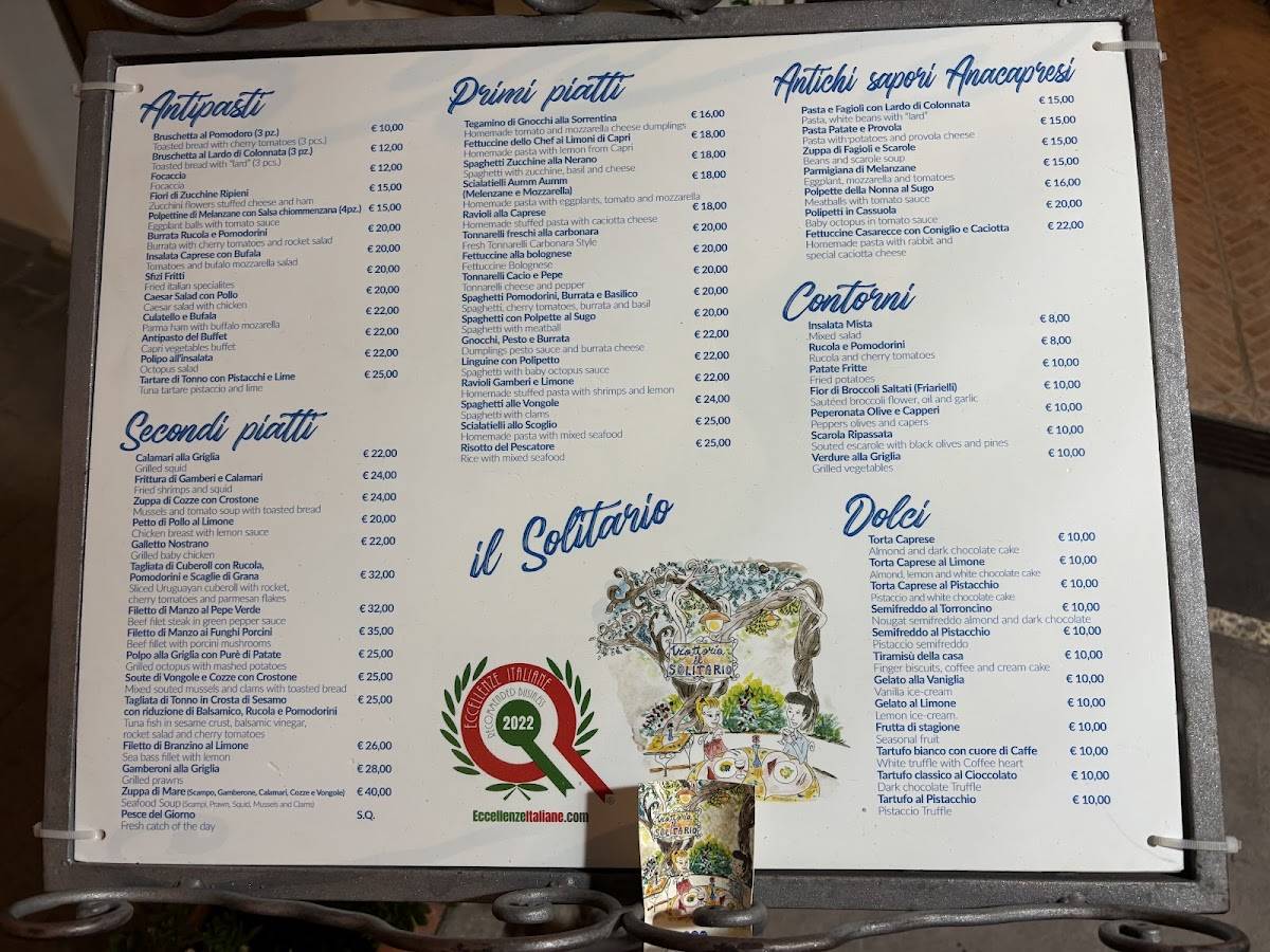 Menu di Ristorante Il Solitario 