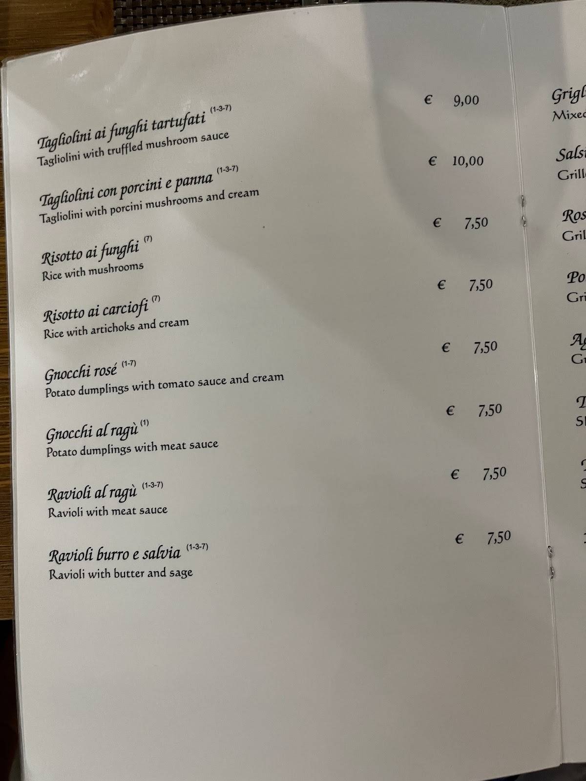 Menu de Ristorante L`Astronave