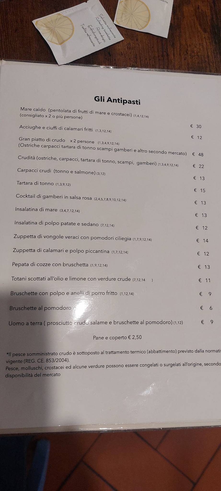 Menu di Ristorante L'Acqua Cheta 