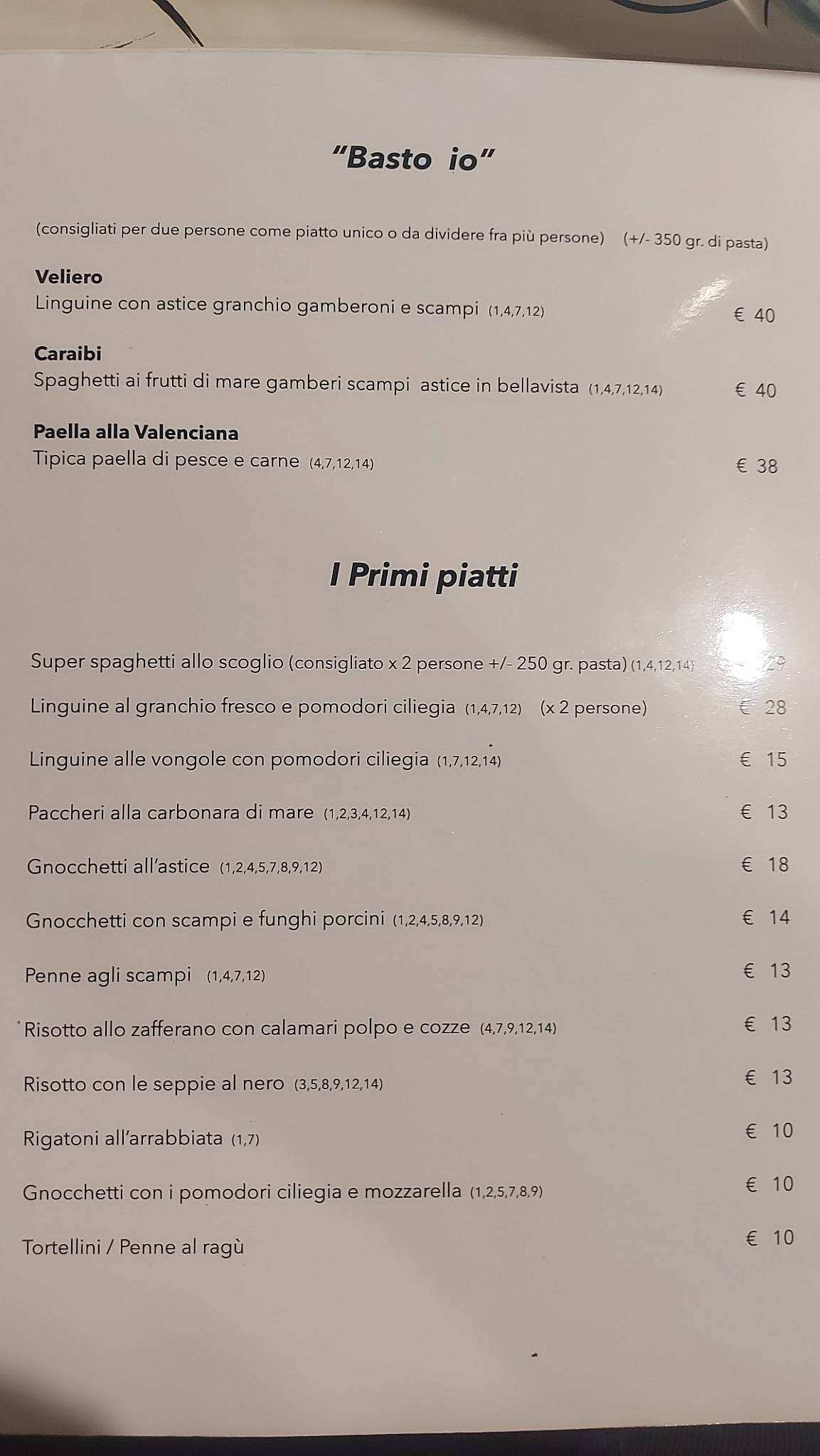 Menu di Ristorante L'Acqua Cheta 