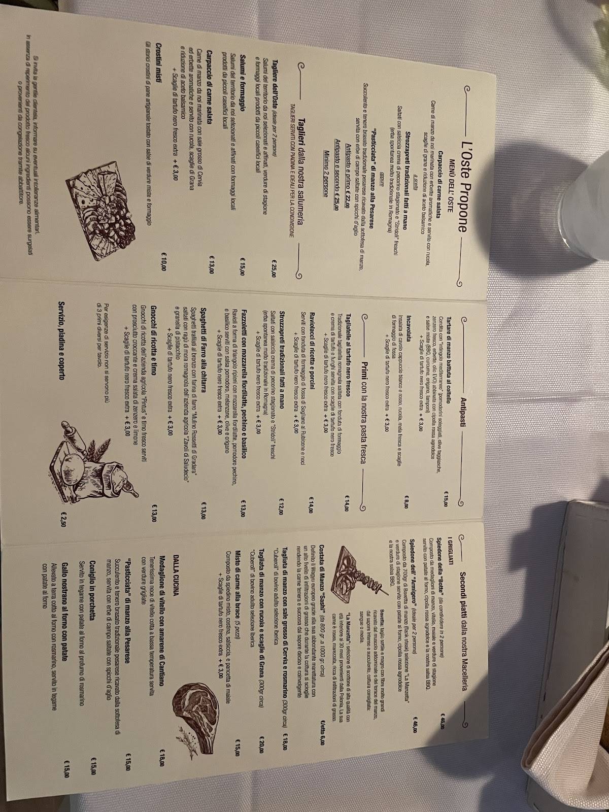 Menu di Ristorante La Botte 