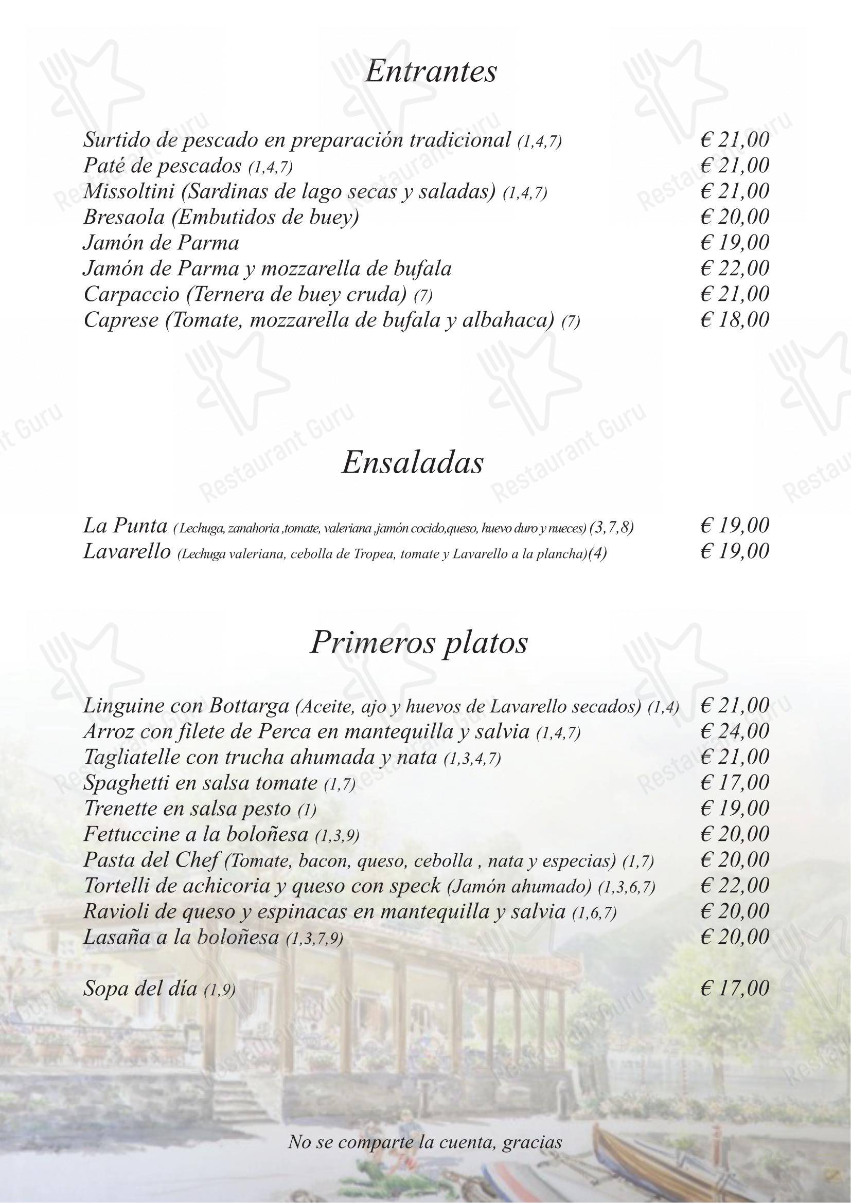 Menu di Ristorante La Punta - Menu bar