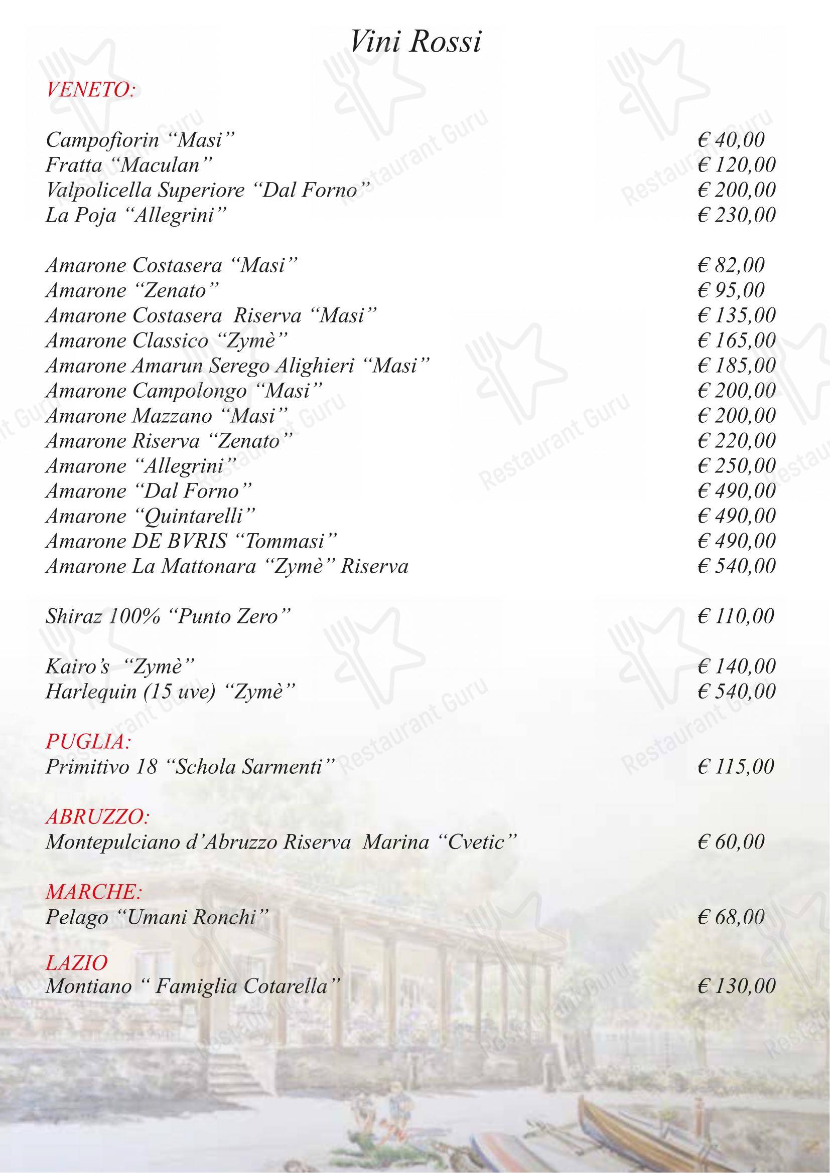 Menu di Ristorante La Punta - Коктейльная карта