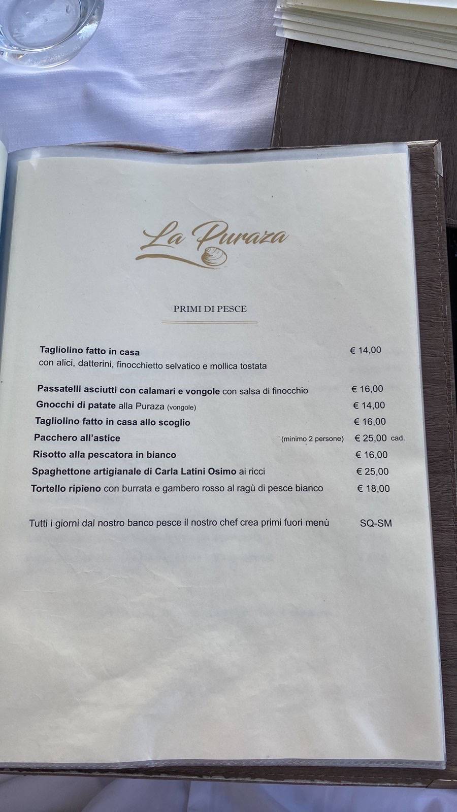 Menu di Ristorante La Puraza 