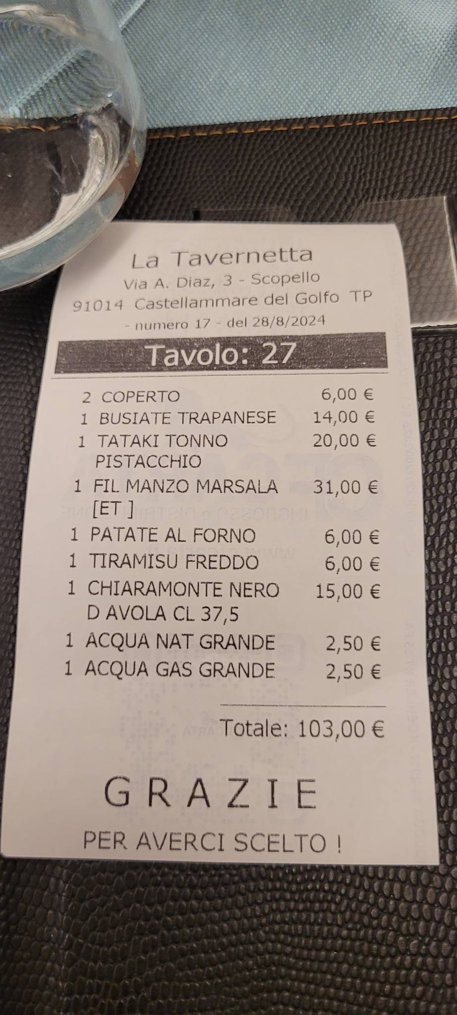 Menu di Ristorante La Tavernetta 