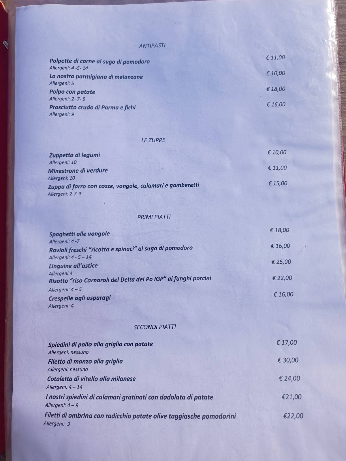 Menu di Ristorante Le Colonne 