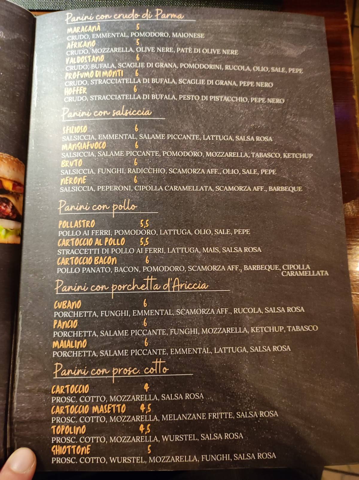 Menu di Maracanà pub 