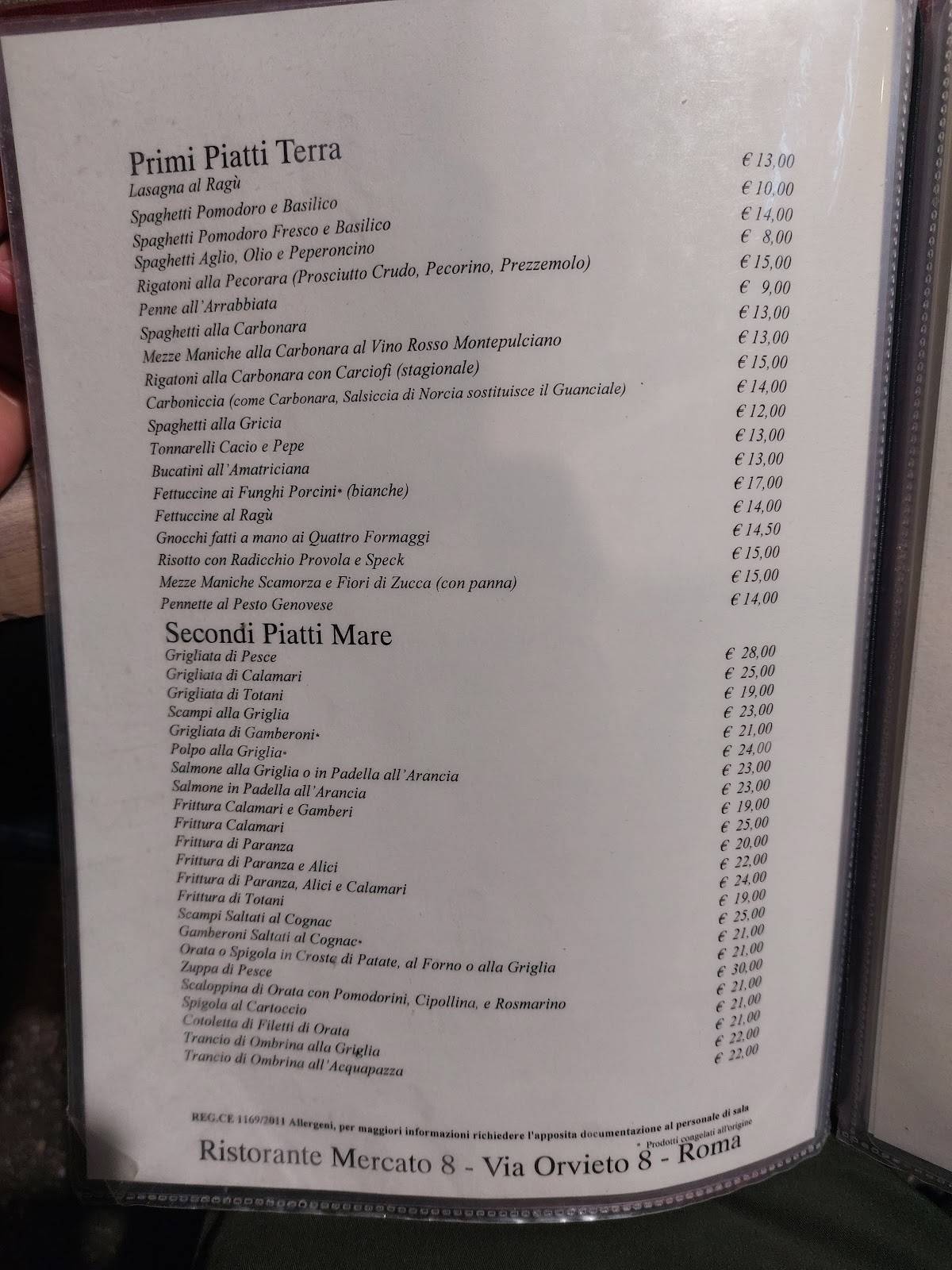 Menu di Ristorante Mercato 8 