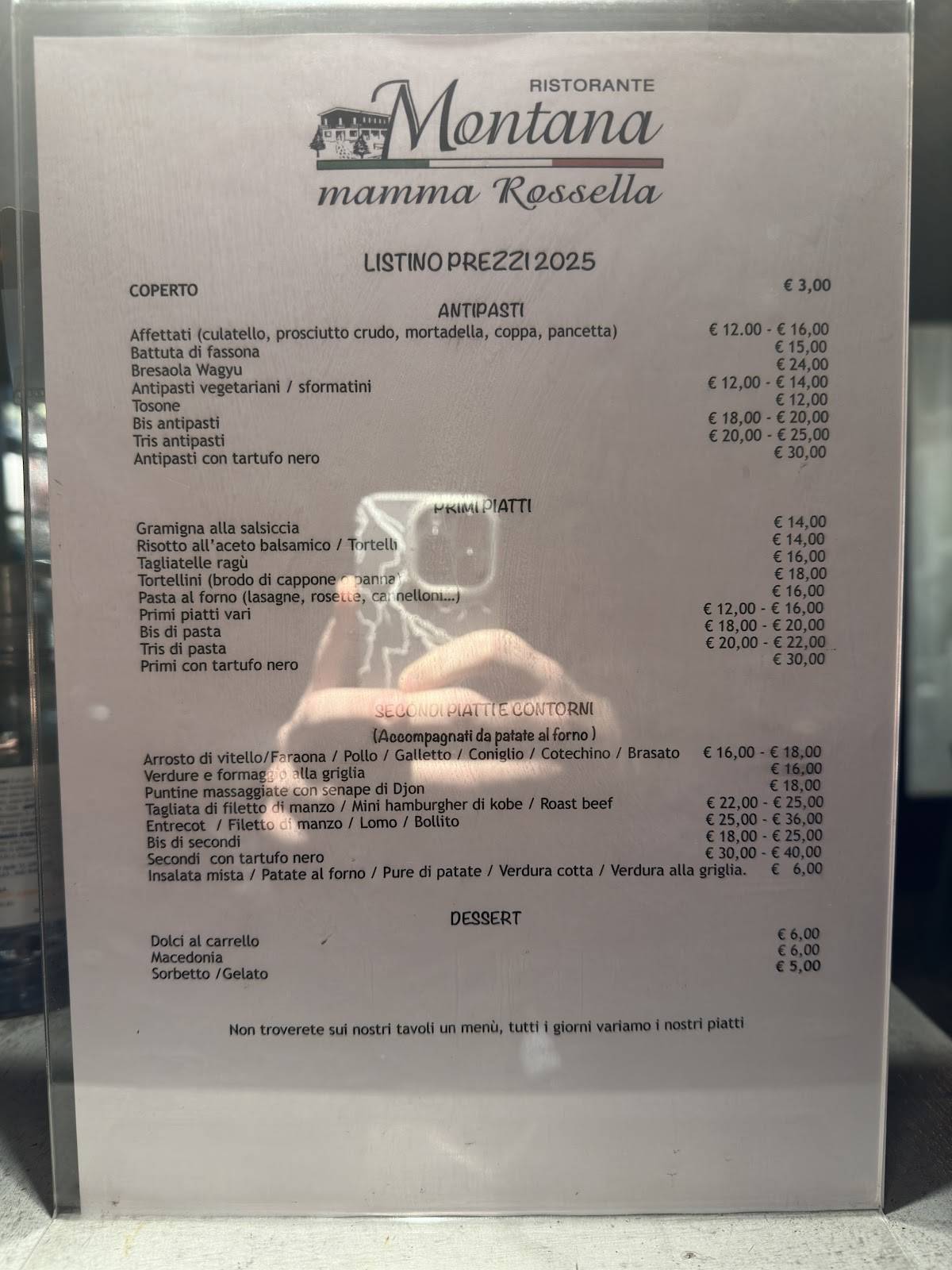 Menu di Ristorante Montana 