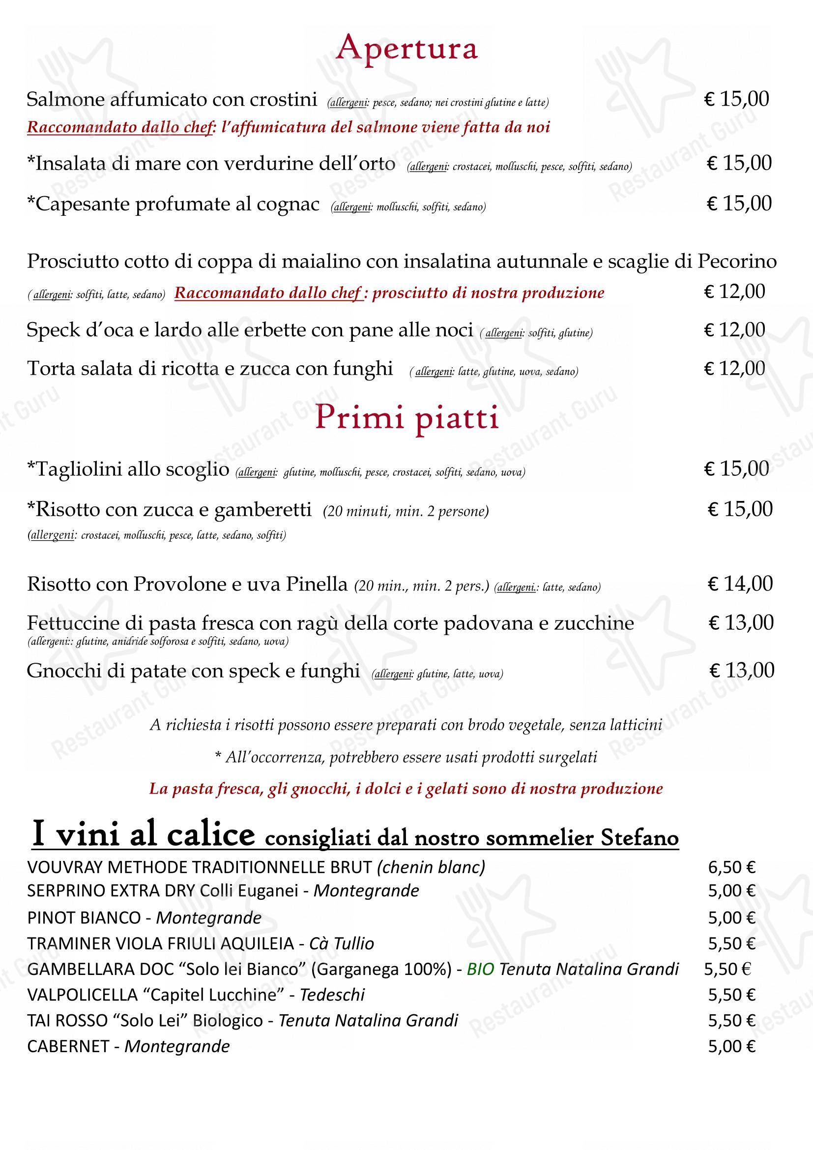 Menu bar per Ristorante Montegrande ristorante