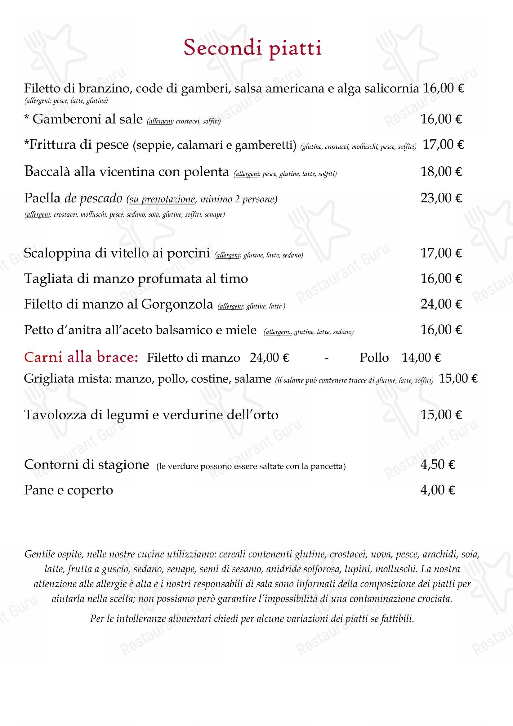 Menu bar per Ristorante Montegrande in Rovolon