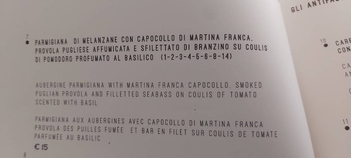 Menu di Ristorante Piazza Palmieri 