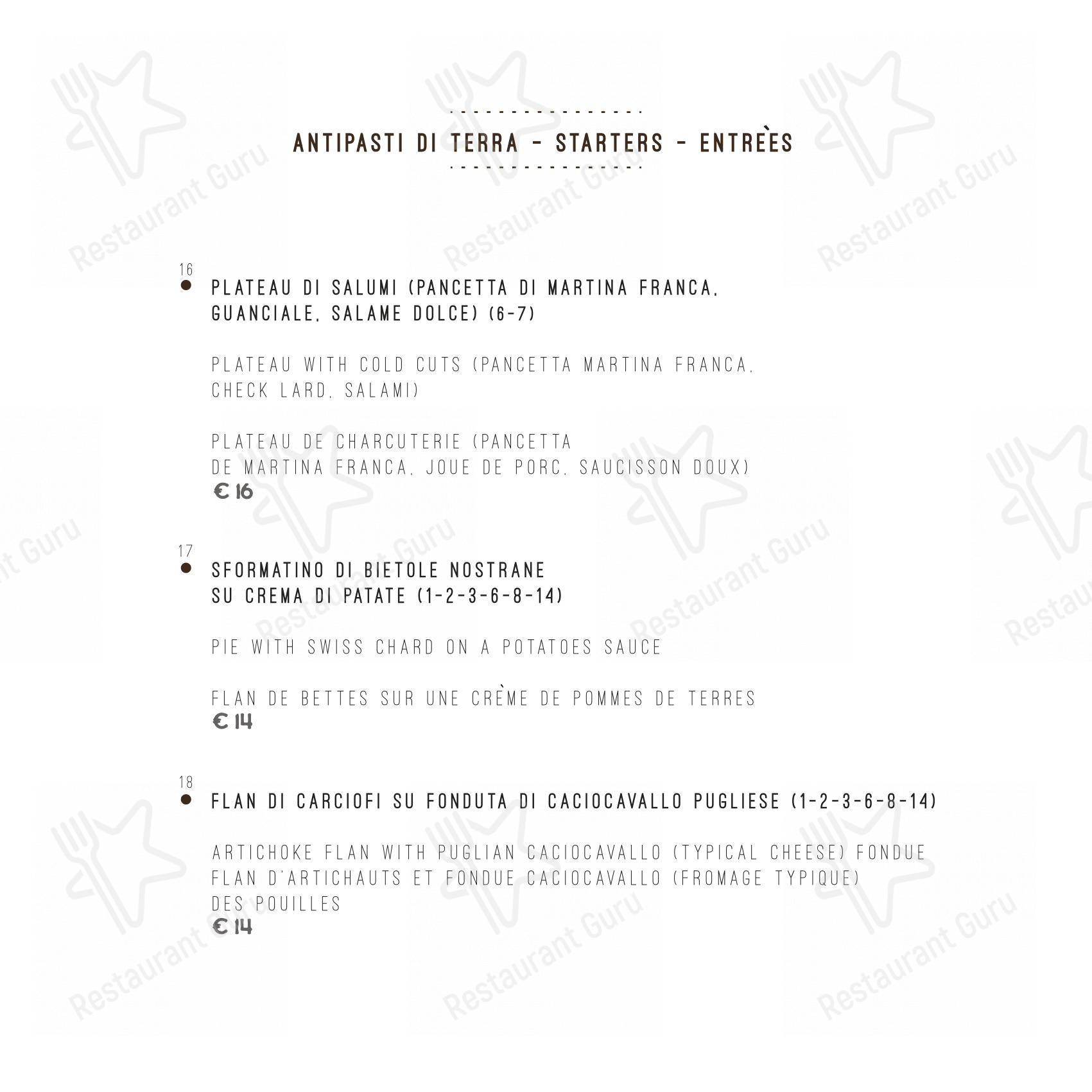 Menu bar per Ristorante Piazza Palmieri in Monopoli