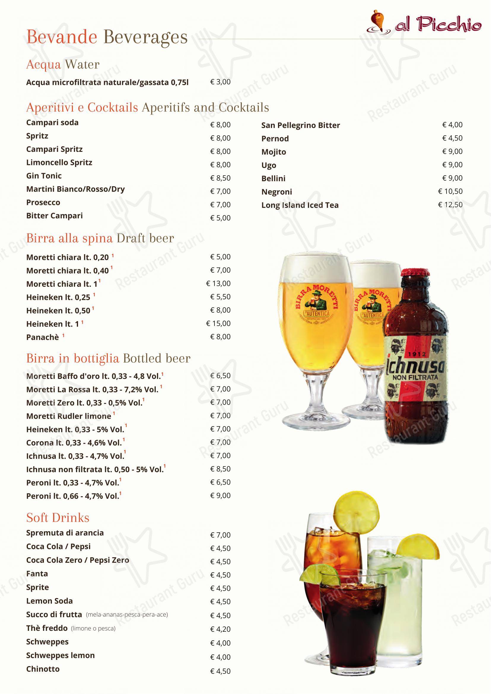 Menu per Ristorante Pizzeria Al Picchio in Roma