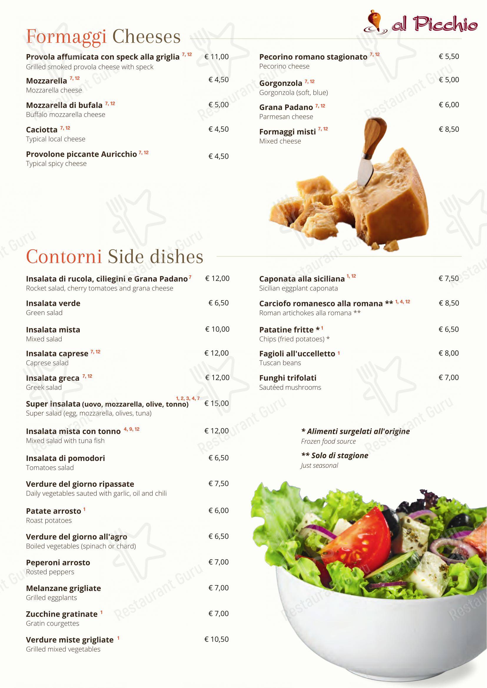 Ristorante Pizzeria Al Picchio in Roma - Menu