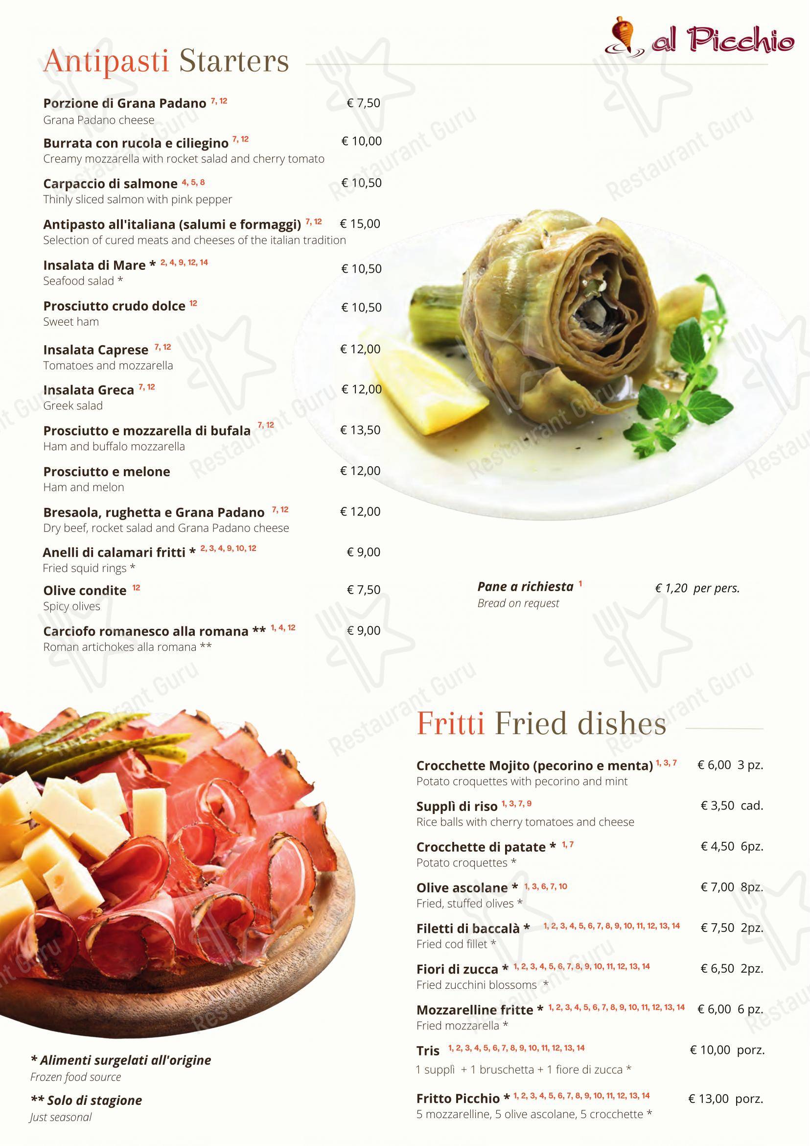 Ristorante Pizzeria Al Picchio in Roma - Menu