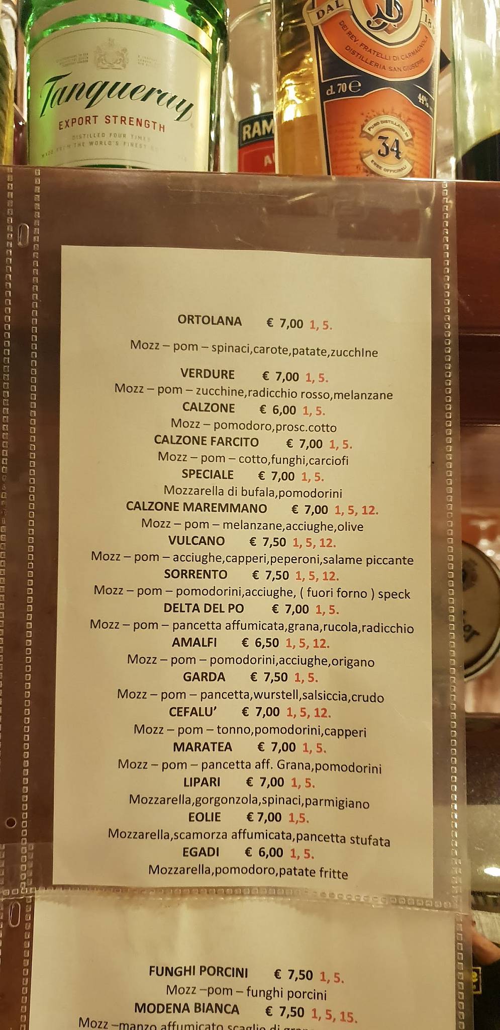 Menu di Ristorante Pizzeria Aquila Bianca 