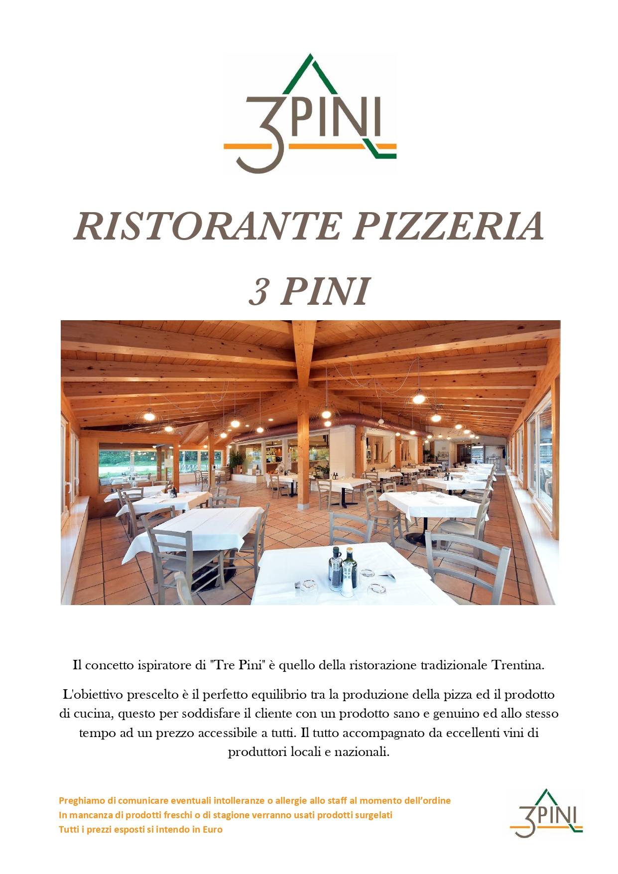 Menu di Ristorante Pizzeria Bar Tre Pini 